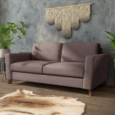 Imagem de Sofá Sala De Estar Living 3 Lugares 280cm Presley Pés Madeira Veludo Rosê G52 - Gran Belo