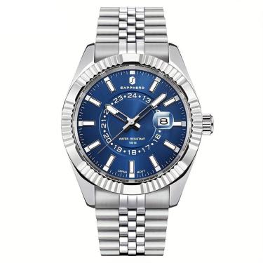 Imagem de Relógio Masculino Sapphero Em Aço Inoxidável - Design Clássico Azul