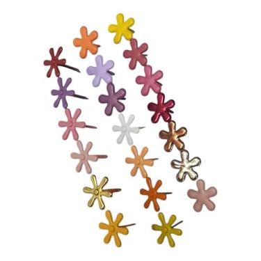 Imagem de LLY Prendedores de papel Flower Brads – 320 peças, 20 cores vibrantes em 2 formas de flor, fixadores de papel perfeitos para álbuns, projetos DIY e decoração de cartões
