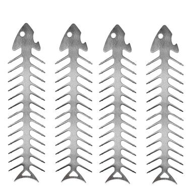 Imagem de Espetos de churrasco em forma de espinha de peixe em aço inoxidável para grelhar