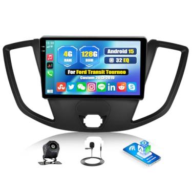 Imagem de [4G + 128G] Rádio veicular Android 15 para Ford Transit Tourneo personalizado 2013-2019 com carro sem fio CarPlay Android Auto, tela sensível ao toque de 22.9 cm, estéreo automotivo com WiFi