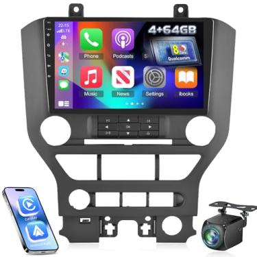 Imagem de Rádio automotivo de 8 núcleos [4G + 64G] para Ford Mustang 2015 2016 2017 2018 2019 2020 (adapta-se apenas a 3 botões), Volxcereo 9 polegadas Android Touchscreen estéreo com Carplay/Android Auto, GPS