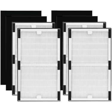 Imagem de Filtro Idylis de substituição C para purificadores de ar IAF-H-100C IAP-10-200 IAP-10-280, pacote com 4 filtros HEPA verdadeiros H13 + pacote com 4 pré-filtros de carvão ativado