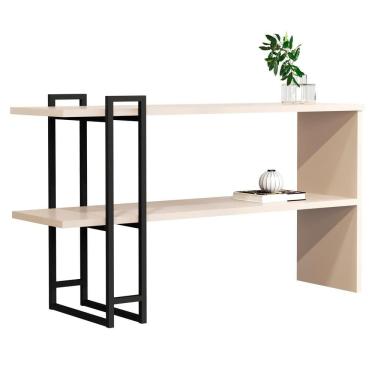 Imagem de Aparador Industrial Balcão Sala Prateleira Cantinho Café Escrivaninha Mesinha Estudo Quarto Decoração Luxo Pérola/ Preto JB 4034 - RPM