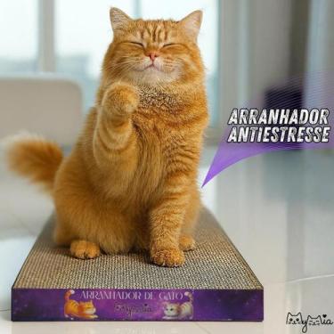 Imagem de Arranhador de Gato Plano Dupla Face Papelão Pet Antiestresse Ansiedade