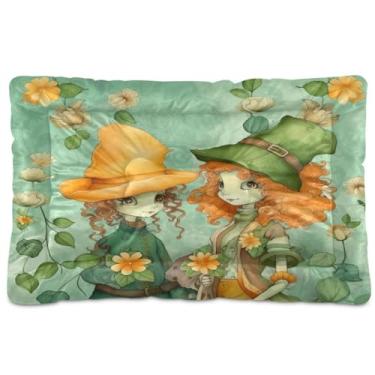 Imagem de Wassud Cama de cachorro para meninas elfas em um campo de flores, cama grande para cães ao ar livre, tapete lavável para animais de estimação, cama de gato para dormir, viagens 91 x 61 cm