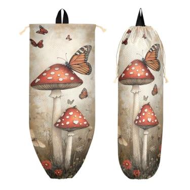 Imagem de xigua Suporte para saco plástico de cogumelos caprichosos, suporte de parede com cordão, 1 pacote, organizador de sacolas de compras reutilizáveis, decoração para bolsas, meias, roupas íntimas e