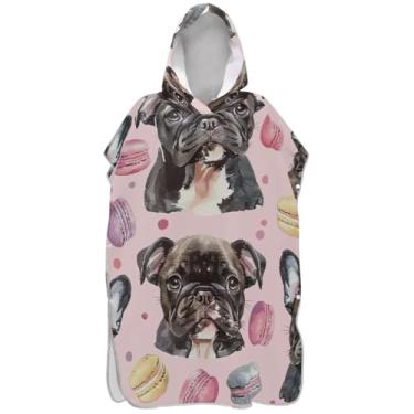 Imagem de Joisal Poncho de surfe leve trocador roupão adulto praia banho toalhas com capuz cachorro fofo macaron rosa ponchos femininos com capuz