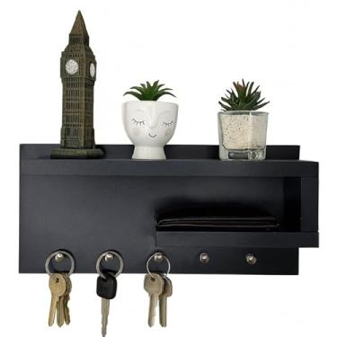 Imagem de Porta Chaves com Prateleiras para Oculos e Carteira Mdf - Ideal para Entrada, Quarto ou Escritório(Preto)