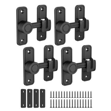 Imagem de SecureLatch Fechadura de porta de celeiro dobrável de 90/180 graus, ferragens de zinco com trava deslizante resistente – Proteção de privacidade para celeiro, janela, portão, jardim, banheiro, armário