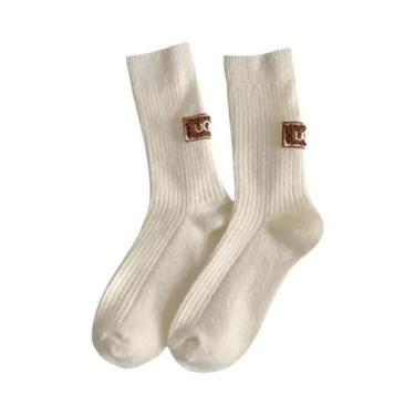 Imagem de Meias Femininas Acolchoadas Quentes De Cano Médio Para Outono Inverno,