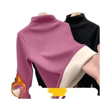 Imagem de Camiseta Térmica Feminina De Manga Longa Com Gola Alta Pullover Outono
