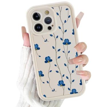 Imagem de FBHGLOA Capa de telefone para iPhone 16 Pro Max de 6,9 polegadas, flor azul, linda capa estética de videira floral à prova de choque TPU macio fino antiarranhões capa protetora moderna para mulheres e