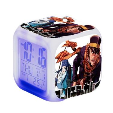 Imagem de Relógio digital LED Anime Gold Square com função de despertador