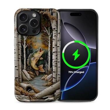 Imagem de ZHEGAILIAN Capa para iPhone 16 Pro de 6,3 polegadas, 2 em 1, compatível com MagSafe à prova de choque antiderrapante com capa de proteção de corpo inteiro, estampa fosca texturizada moderna para