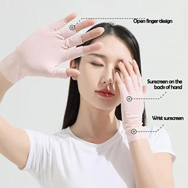 Imagem de Luvas femininas coloridas sem dedos, luvas de proteção UV, gelo, sedoso, protetor solar unissex