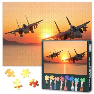 Imagem de Quebra-cabeças para adultos - Quebra-cabeças Warplane 1000 peças, arte aeronave ao pôr do sol quebra-cabeça família difícil desafiador (69,8 cm x 50 cm), decoração de casa exclusiva e presente de