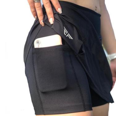 Imagem de Short Saia Fitness Com Bolso Roupa Feminina Academia Preto - ElementFi