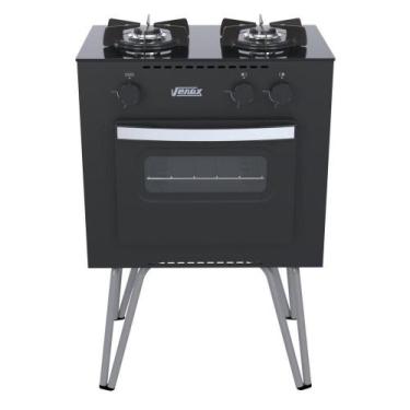 Imagem de Fogão Portátil 2 Bocas Venax Mini Cook Gas Glp Preto Fosco U