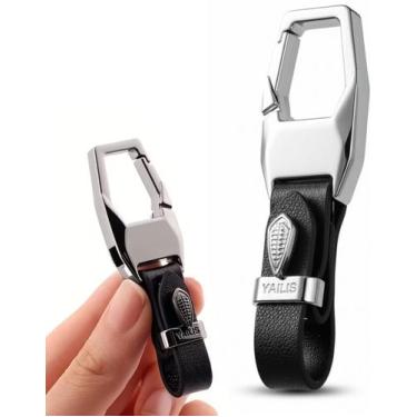 Imagem de Chaveiro Mosquetão Argola de Metal e Couro Chave Casa Carro Moto Mochi