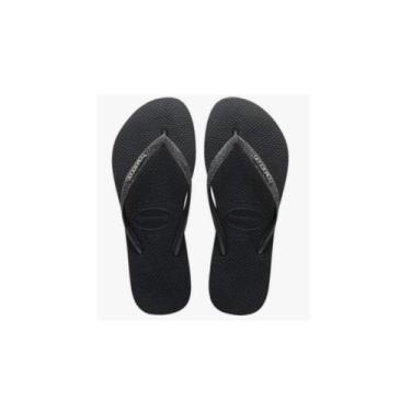 Imagem de Chinelo Feminino Slim Glitter Sparkle 021096 - Havaianas, Preto, 38