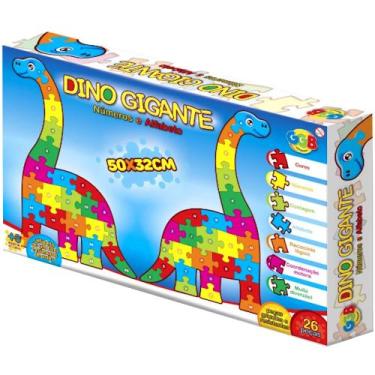 Imagem de Quebra Cabeça Infantil Dinossauro 26 Peças Numeros Letras - GGB Brinqu