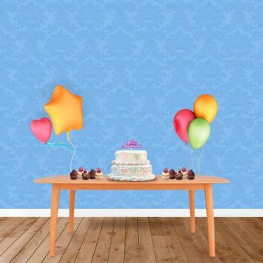 Imagem de Painel Retangular em Jacquard Azul Bebê Celeste Medalhão - Jacquard Tr