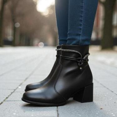 Imagem de Bota Feminina Casual c/ Strass Salto Médio Bloco Conforto Moleca 5352102-Feminino