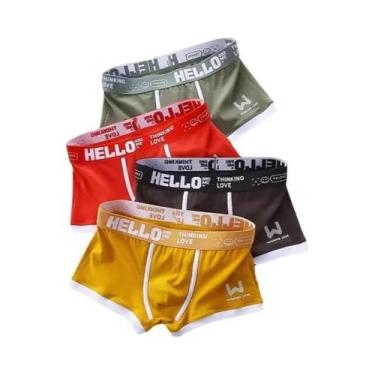 Imagem de Cuecas Boxer Masculinas De Algodão 4 Peças 2024 Confortáveis Respiráve