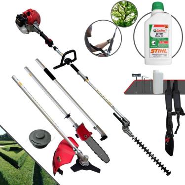 Imagem de Motopodador de Galhos Toyama Bipartido 43cc 1,8HP 9.200rpm Com Carretel de Nylon + Lâmina 3 Pontas + Sabre 10 Polegadas + Extensor + ÓLEO STIHL 2T