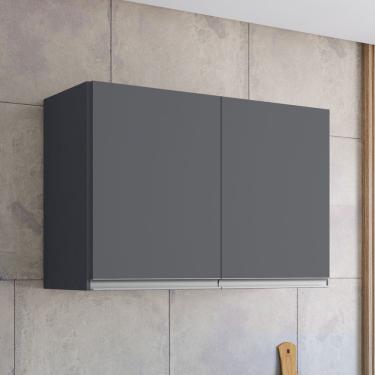 Imagem de Armário Aéreo Cozinha Andréia 80cm 2 Portas Multiuso MDP Funcional Cinza - Desk Design