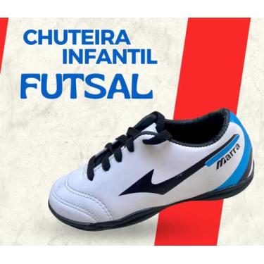 Imagem de Chuteira infantil marra do 24 ao 33, Branco, Azul futsal, 31
