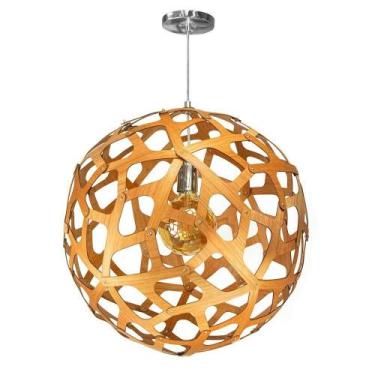 Imagem de Lustre Pendente Jaci - Extra Grande 50x50cm - 100% Madeira - Love Loft