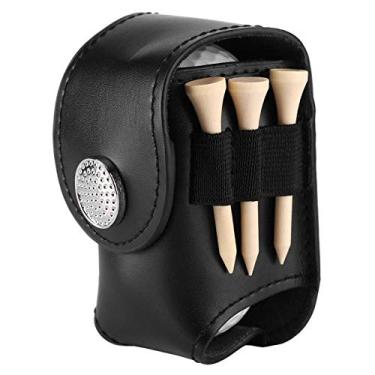 Imagem de Suporte de bola de golfe durável anti-pilling, bolsa de bola de golfe, PU para presente de aniversário amantes de golfe(Preto)