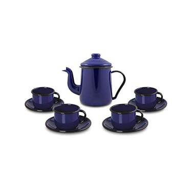 Imagem de Conjunto de Café Esmaltado Azul - 9 peças - Linha Ewel