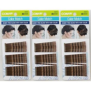 Imagem de Conair Color Match Bobby Pins Misturas com Cor do Cabelo Marrom 45 unidades (pacote com 3) 55616