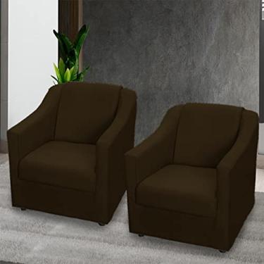 Imagem de Kit 2 Poltronas Para Sala Decorativas Cadeiras Reforçadas Para Recepção Consultório Escritório Pé Cromado Suede Marrom - Clique E Decore