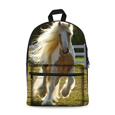 Imagem de Mochila de lona leve, para crianças adolescentes, bolsa de ombro para laptop, design de cavalo, Laptop, Canvas Backpack Horse 5, 15 Inch