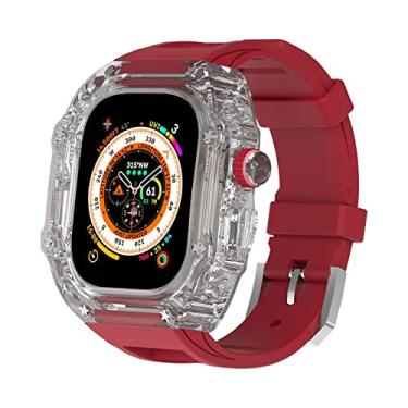 Imagem de SDUTIO para Apple Watch Band 8 Ultra 49mm Watch Band Case Transparente (Cor: K, Tamanho: 44/45mm)