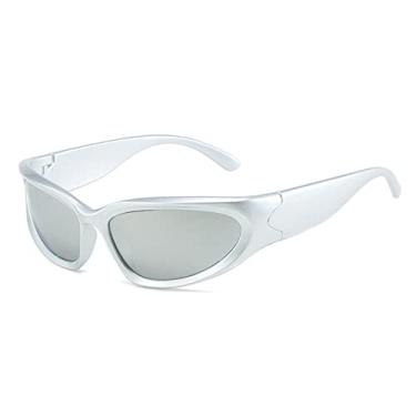 Imagem de Óculos de sol Steampunk para mulheres Óculos de sol ovais espelhados masculinos Vintage Hip Hop Punk Óculos, 14, tamanho único