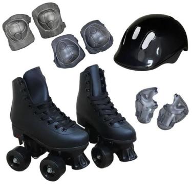 Imagem de Patins Clássico Quad 4 Rodas Importway Preto 32/33 Infantil Adulto Com