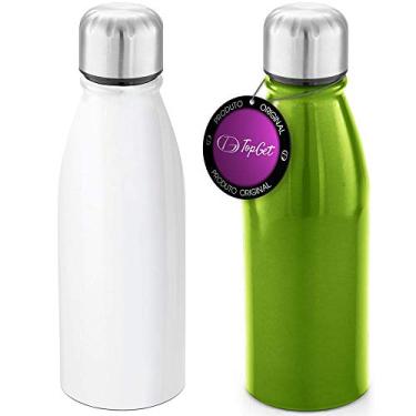 Imagem de Kit 2x Squeeze Alumínio 500 ml Wave TopGet Branco e Verde