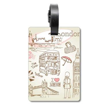 Imagem de I Love London Britain Big Ben Bus Mala de Bagagem Etiqueta Cartão de Bagagem Etiqueta Scutcheon Etiqueta