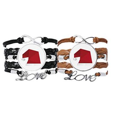 Imagem de DIYthinker Chapéu de Natal abstrato com estampa de origami, pulseira de mão, pulseira de corda de couro, conjunto duplo para presente