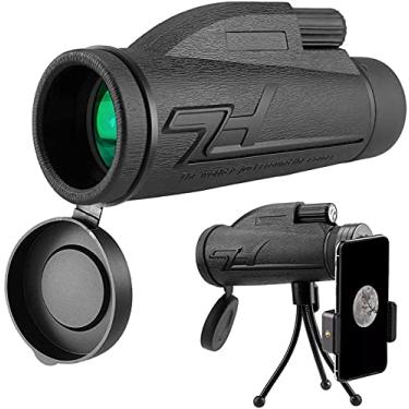 Imagem de Telescópio monocular 12X50 HD, luneta telescópica telescópica com adaptador de celular e tripé monóculo à prova d'água para observação de pássaros, acampamento, jogos de futebol, concertos