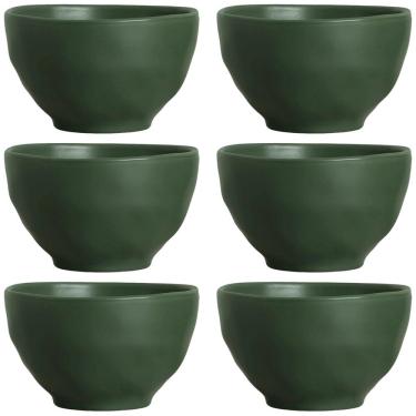 Imagem de Conjunto de Bowls Porto Brasil Orgânico Leaf em Stoneware Verde 558 ml - 6 Peças