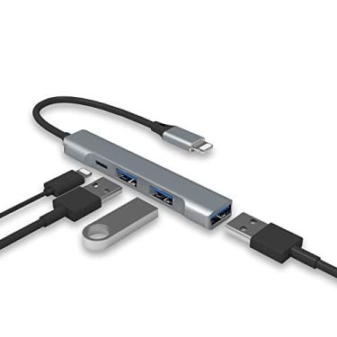 Imagem de Hub Lightning para USB [certificado Apple MFi] Hub OTG 4 em 1 com 3 portas USB 3.0 e porta de carregamento rápido para iPhone/iPad – Compatível com microfones, pen drive, teclado, mouse, placa de som