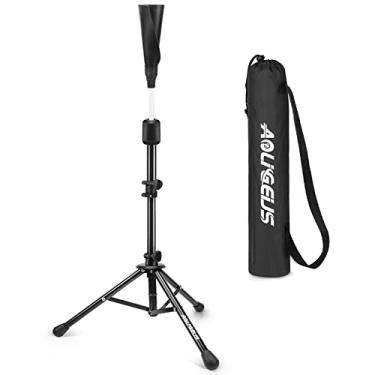 Imagem de AOLIGEIJS Camiseta de beisebol, camiseta de softball, portátil, para viagem, altura ajustável, suporte de tripé estável (camiseta de beisebol Pro, preta)