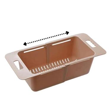 Imagem de BeyondNice Cesto de coador sobre a pia - lavar legumes e frutas, escorra macarrão cozido e pratos secos - engrossar coadores e escorredores extensíveis de alimentos (marrom, tamanho grande_queen)