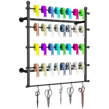 Imagem de Racks de fita para sala de artesanato/loja de varejo, suporte de linha de carretel de costura para montagem em parede, dispensador de rolo de papel de embrulho, expositores de cachecol para